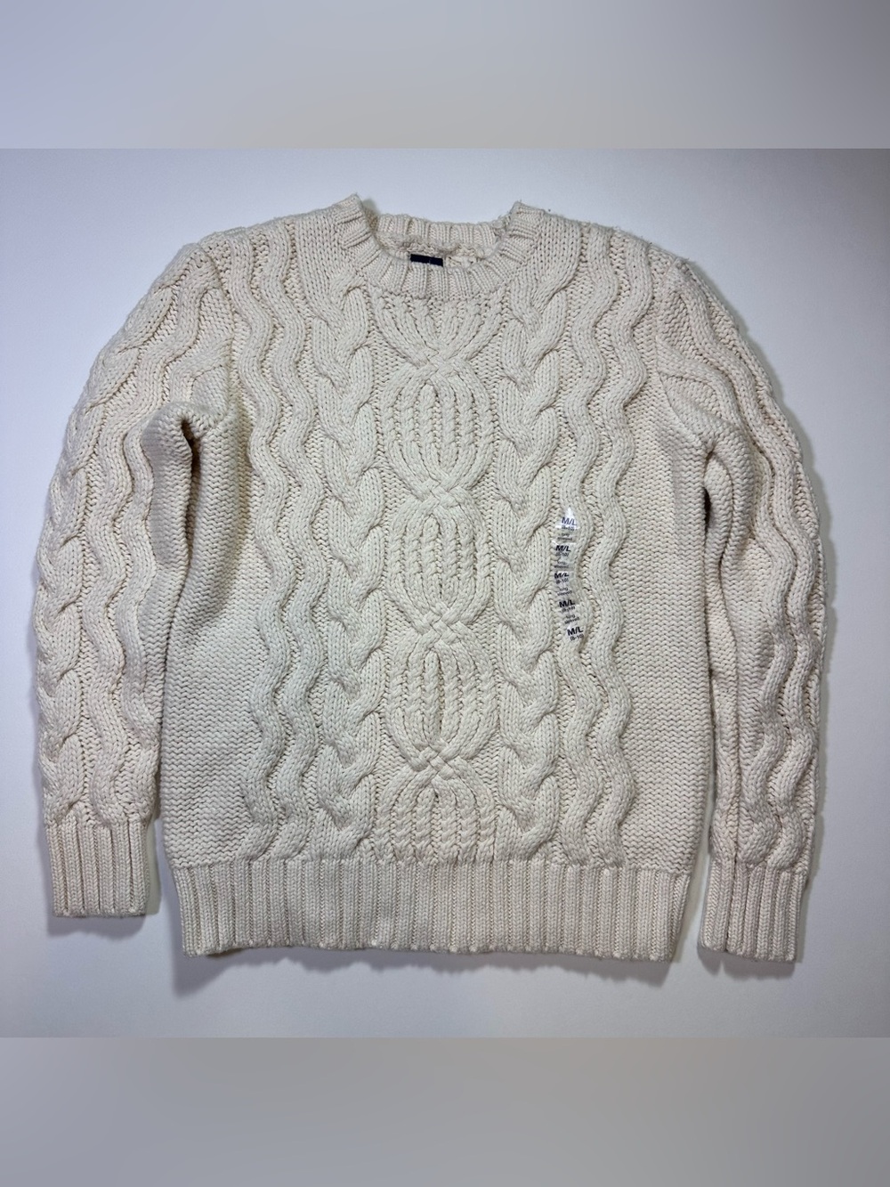 NWOT Gap Kids Fisherman Cable Knit Sweater Cotton Wool Blend Kids Size M 6-8